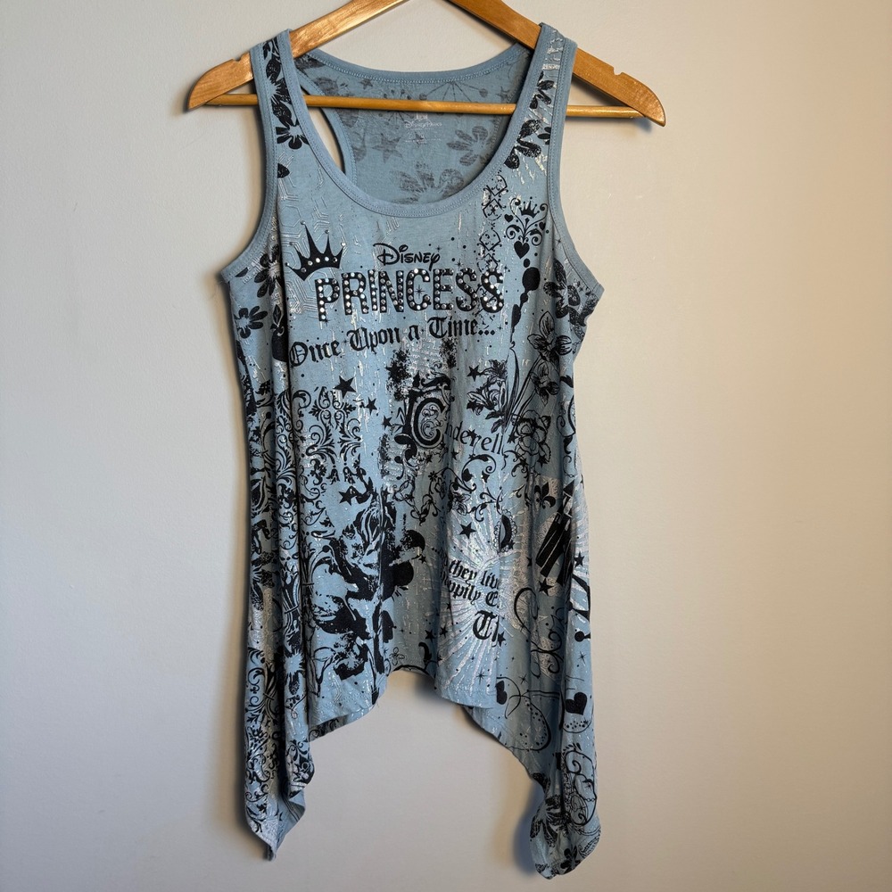 Disney Parks Princess Tank Top Cinderella Once Upon A Time Racerback Blue Medium